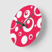 Kreise und Punkte in Geranium Runde Wanduhr (Winkel)