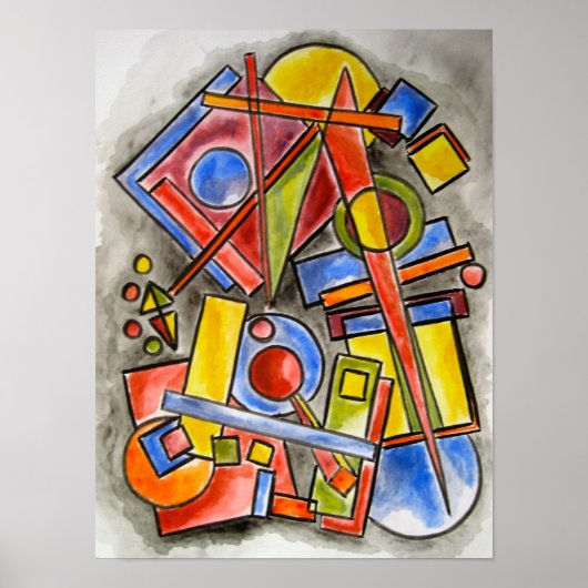 Kreise und Quadrate Moderne Bauhaus Geometrische K Poster (Vorne)