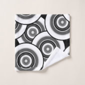 Kreise und Ringe geometrische schwarz-weiße Patter Badhandtuch Set (Waschlappen)