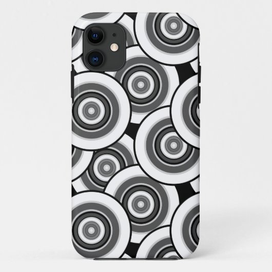 Kreise und Ringe geometrische schwarz-weiße Patter Case-Mate iPhone Hülle (Rückseite)