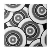 Kreise und Ringe geometrische schwarz-weiße Patter Fliese (Vorderseite)