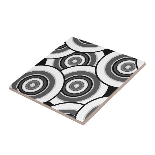 Kreise und Ringe geometrische schwarz-weiße Patter Fliese (Seite)