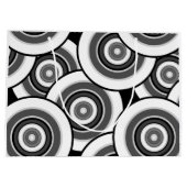 Kreise und Ringe geometrische schwarz-weiße Patter Große Geschenktüte (Rückseite)