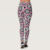Kreise und Ringe geometrische schwarz-weiße Patter Leggings (Rückseite)