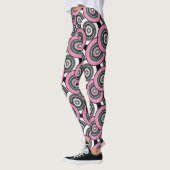 Kreise und Ringe geometrische schwarz-weiße Patter Leggings (Links)