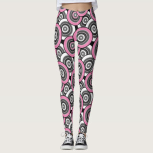 Kreise und Ringe geometrische schwarz-weiße Patter Leggings