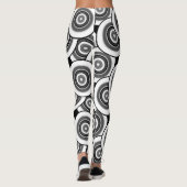 Kreise und Ringe geometrische schwarz-weiße Patter Leggings (Rückseite)