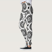 Kreise und Ringe geometrische schwarz-weiße Patter Leggings (Links)