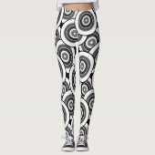 Kreise und Ringe geometrische schwarz-weiße Patter Leggings (Vorderseite)