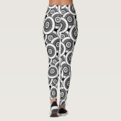Kreise und Ringe geometrische schwarz-weiße Patter Leggings (Rückseite)