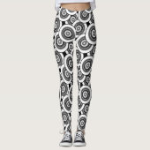 Kreise und Ringe geometrische schwarz-weiße Patter Leggings (Vorderseite)