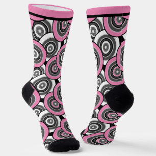 Kreise und Ringe geometrische schwarz-weiße Patter Socken