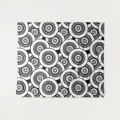 Kreise und Ringe geometrische schwarz-weiße Patter Wandteppich (Vorderseite (Horizontal))