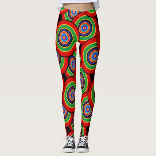 Kreise und Ringe Rettro Leggings (Vorderseite)