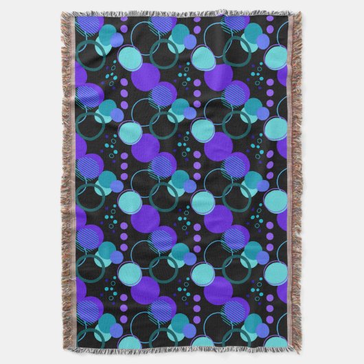 Kreise und Rundformen Muster in Schwarz Decke (Vorderseite Vertikal)