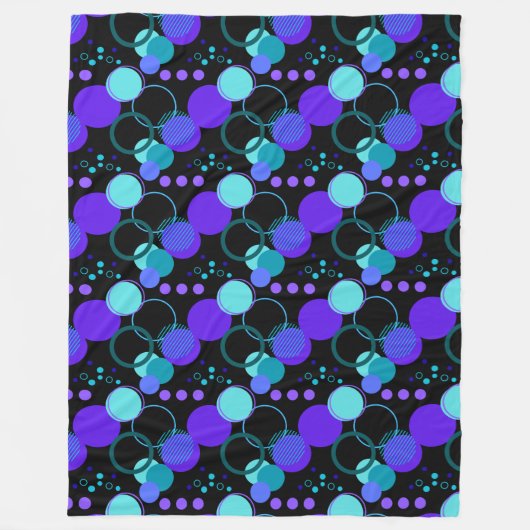 Kreise und Rundformen Muster in Schwarz Fleecedecke (Vorderseite)