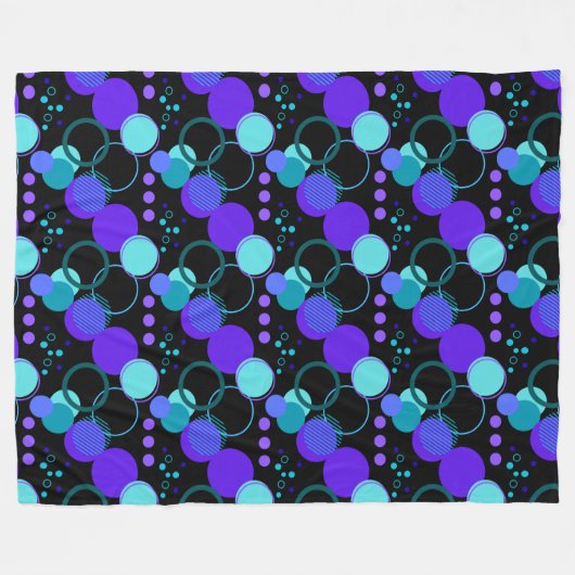 Kreise und Rundformen Muster in Schwarz Fleecedecke (Vorderseite (Horizontal))