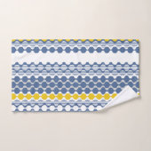 Kreise, Wellen, Linien, Senfgelb, weiß, blau Badhandtuch Set (Handtuch)