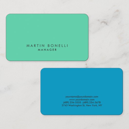 Kreisecke Minimalistisch Modernes Schlichtes Grüne Visitenkarte (Vorne/Hinten)