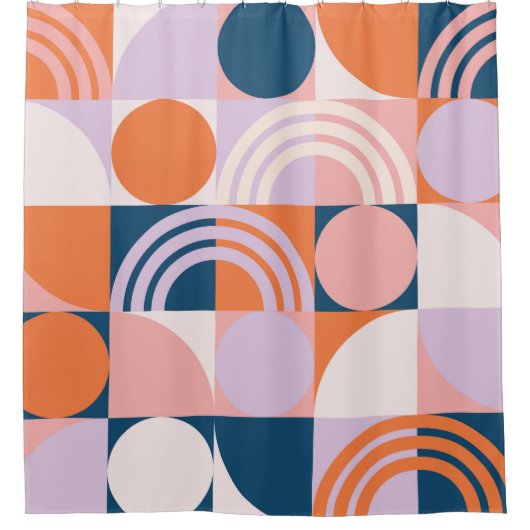 Kreisel Mitte des Jahrhunderts Streifen: geometris Duschvorhang (Vorderseite)