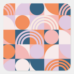 Kreisel Mitte des Jahrhunderts Streifen: geometris Quadratischer Aufkleber