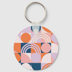 Kreisel Mitte des Jahrhunderts Streifen: geometris Schlüsselanhänger