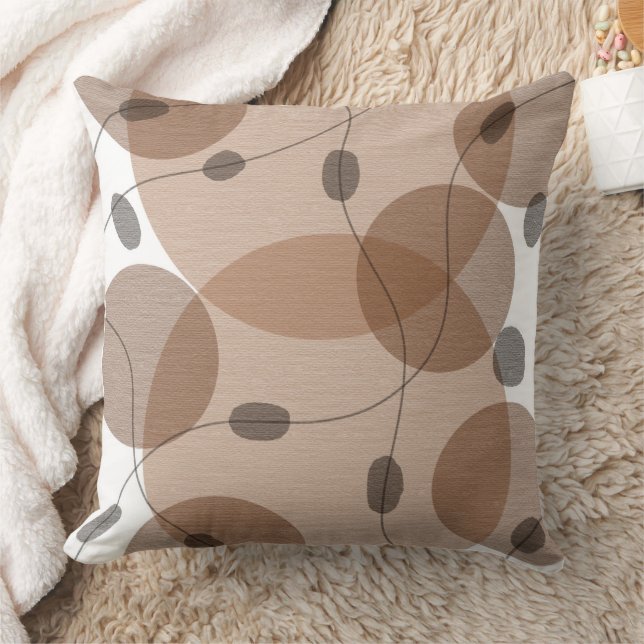 Kreisel Tan und Gray Geometric Erdtones Kissen (Decke)