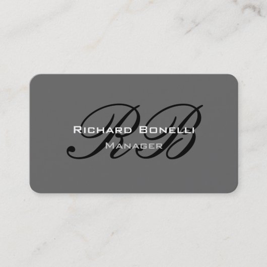 Kreiselecke Gray Monogram Manager Business Card Visitenkarte (Vorderseite)