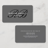 Kreiselecke Gray Monogram Manager Business Card Visitenkarte (Vorne/Hinten)