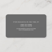 Kreiselecke Gray Monogram Manager Business Card Visitenkarte (Rückseite)