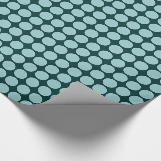 Kreiselpunkte - Hellblaues Grün auf dunkelgrün Geschenkpapier (Ecke)