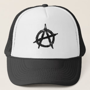 "kreisen Sie ein" Anarchiesymbol ein Truckerkappe