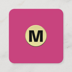 Kreisflächen-Monogramm Gold 3D - Tiefes Magenta Quadratische Visitenkarte
