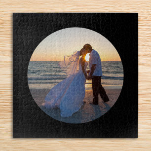 Kreisform Hochzeitsfoto Schwarz Puzzle