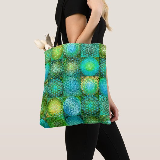 Kreisförmige farbenfrohe Formen Mosaik Tasche (Von Nahem)