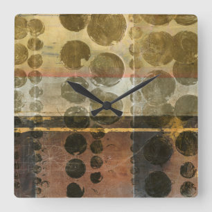 Kreisförmige grüne Tröpfchen Quadratische Wanduhr