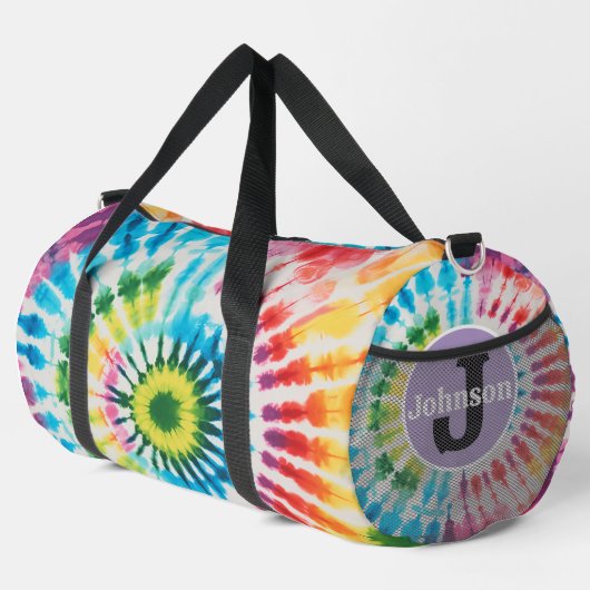 Kreisförmige Regenbogen-Tie-Dye-Monogramm-Personal Duffle Bag (Rechte Ecke)