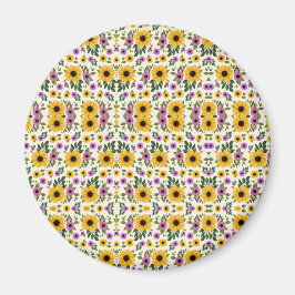 Kreisförmiger Blumenknopf mit leuchtendem Gelb Magnet