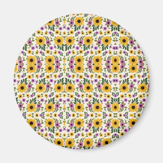 Kreisförmiger Blumenknopf mit leuchtendem Gelb Magnet (Vorne)