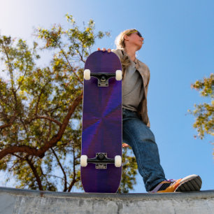 Kreisförmiger Farbverlauf Patchwork Blau zu Lila Skateboard
