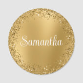 Kreisförmiger Gold-Glitter-Unschärfe Namensschild (Vorderseite)