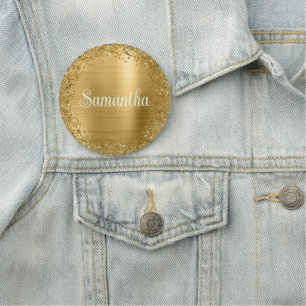 Kreisförmiger Goldglitter und Folie Namensschild