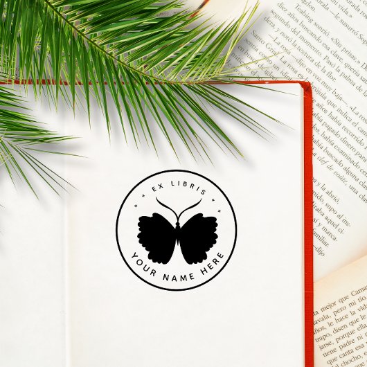 Kreisförmiger Schmetterling Ex Libris Stempel