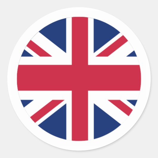 Kreisförmiger Union Jack Aufkleber mit weißem Rand (Vorderseite)