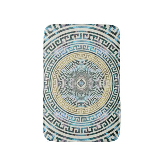 Kreisförmiges griechisches Windungs-Muster - Badematte (Vorderseite Vertikal)