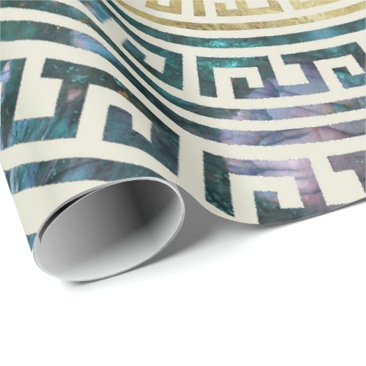 Kreisförmiges griechisches Windungs-Muster - Geschenkpapier (Rolleneckpunkt)