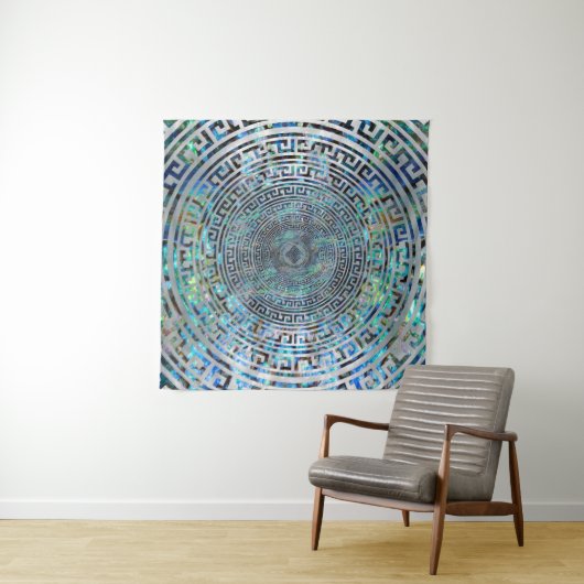 Kreisförmiges griechisches Windungs-Muster - Wandteppich (Beispiel (Horizontal))