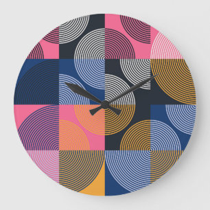 Kreisgeometrische Vintage Artwork Große Wanduhr