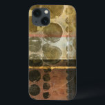 Kreisgrüne Tropfen iPhone 13 Hülle<br><div class="desc">Dieses zeitgenössische Werk ist mit kreisförmigen grünen Tröpfchen gestaltet. Eine dünne goldene Linie durchquert die Arbeit. Bestellen Sie noch heute Ihren Ausdruck!</div>