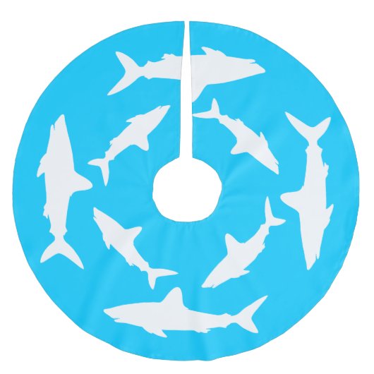 Kreisläufe von weißen Haien Polyester Weihnachtsbaumdecke (Vorderseite)